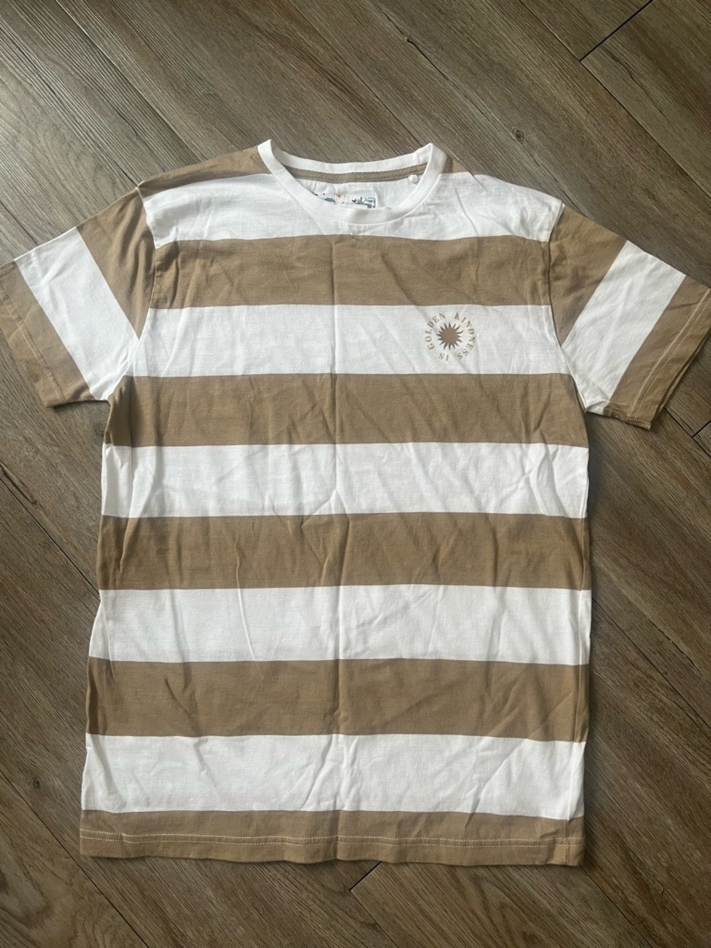 Denim & Flower Tan and White Striped Short Sleeve Tee